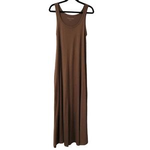 Soft Surroundings Brown Maxi Dress Medium Pima Cotton Modal Blend Tank Style